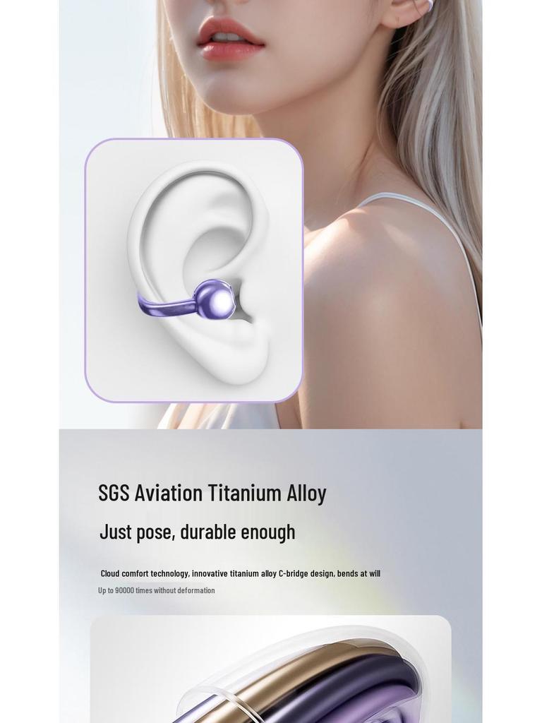 Cross-Border AI Smart-Translation Bone Conduction Bluetooth Headphones: Clip-On, Wireless, Long Battery Life, Noise-Canceling Sports Design.