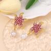 Fashion Ocean Wind Diamond Trend Colorful Starfish Ears, Imitation Pearl Pendant Beach Resort Wind Earrings