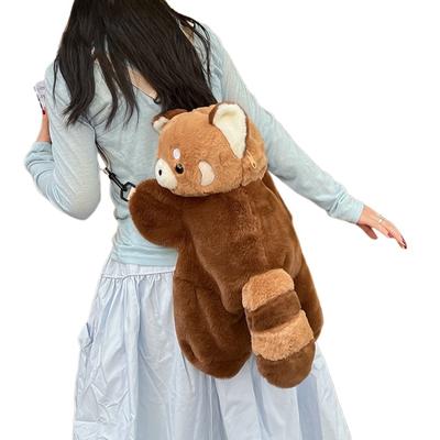 Non-Toxic Red Panda Plush Backpack Cute Plushie Doll Women Crossbody Fur Soft Shoulder Bag For Camping Travel Party Female Birthday Gift