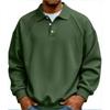 Men Raglan Sleeve Polo Sweatshirt Long Sleeve Button Placket Solid Color Loose Fit Casual Pullover