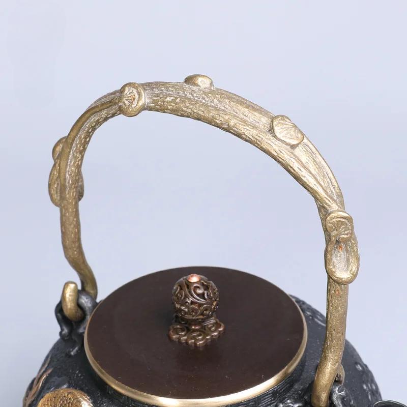 Handmade Relief of Southern Iron Pot Golden Teapot for Boiling Water and Brewing Tea