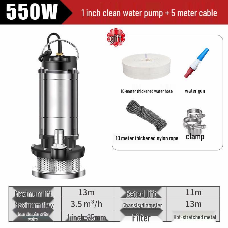 220V Hochleistungs-Tauchpumpe für Haushalt und landwirtschaftliche Bewässerung