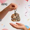 Lightweight Decorative Charm Little Monkey Pocket Hug Token Cute Holding Plush Toy Keychain for Holiday Parties with Card Inspirational Keepsake