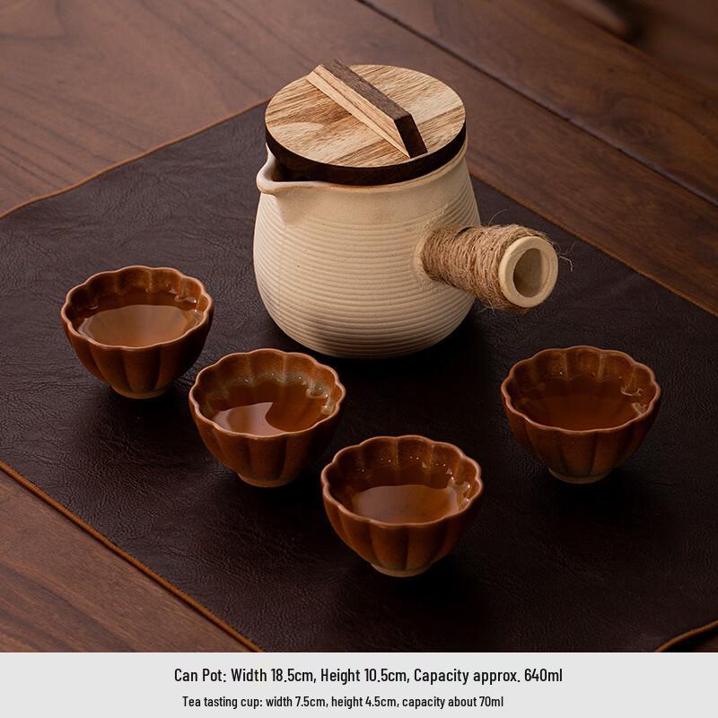 

Brazier Tea Set with White Pottery Pot and Petal Cups