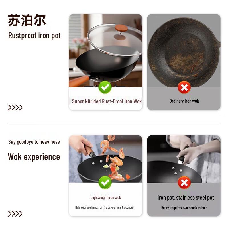 SUPOR Lightweight Rust-Resistant Iron Wok