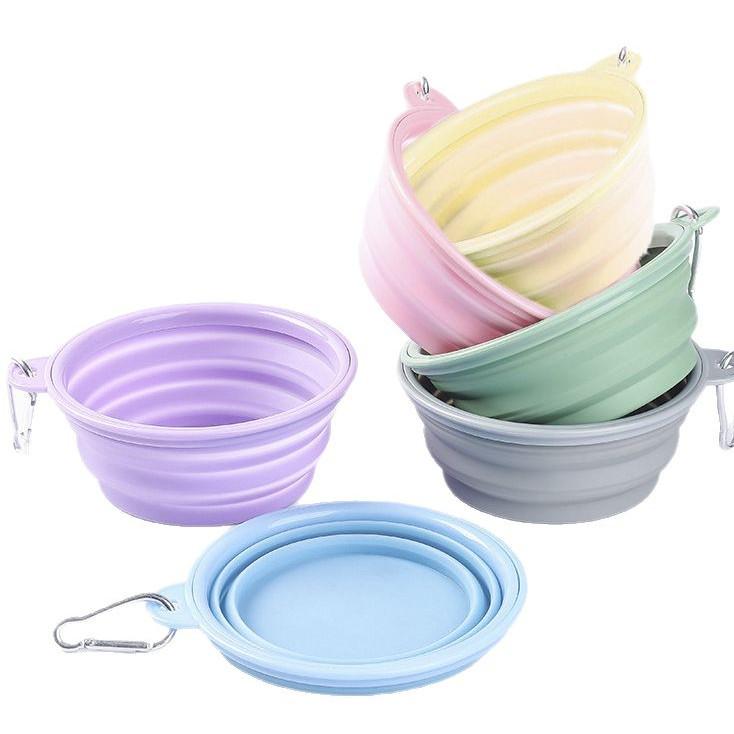 Popular Silicone Foldable Macaron Pet Bowl - Compact Outdoor Water & Food Dish for Dogs