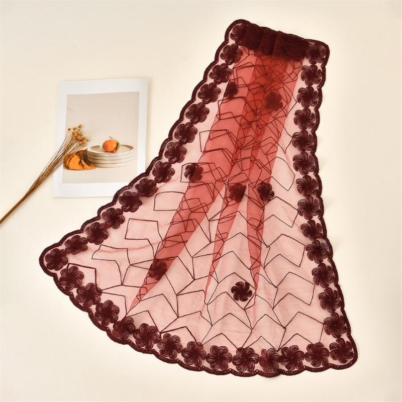 Elegant Embroidery Flower Lace Head Cover Breathable Bandana Head Scarf For Stylish Outfit Turban Headwrap for Daily Use