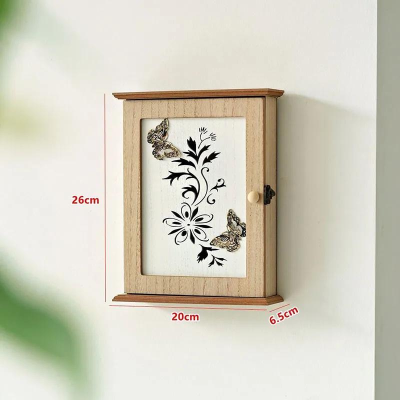 Vintage Wooden Key Holder Wall Mount, Entryway Organizer with Hooks for Keys Mail, Anti-Loss Storage Rack for Home Office