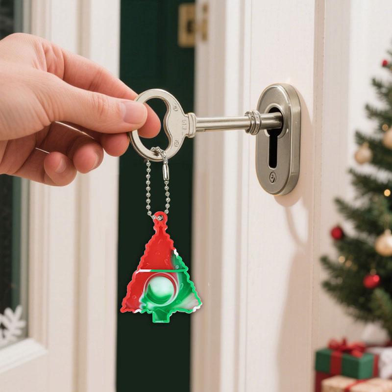 10-30Pcs Christmas Mini Pop Keychains Xmas Tree Hanging Ornaments Christmas Home Decoration New Year Party Kids Gift Fidget Toys