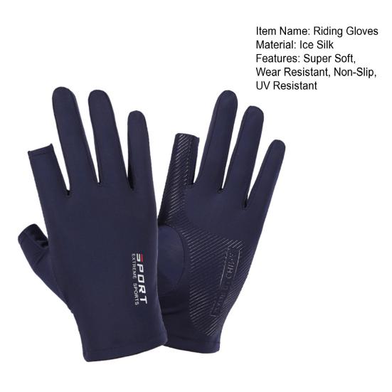 1 Pair Ice Silk Ridding Gloves Super Soft High Elastic Touchscreen Non-Slip Sun Protection Gloves Breathable Summer Outdoor Gloves