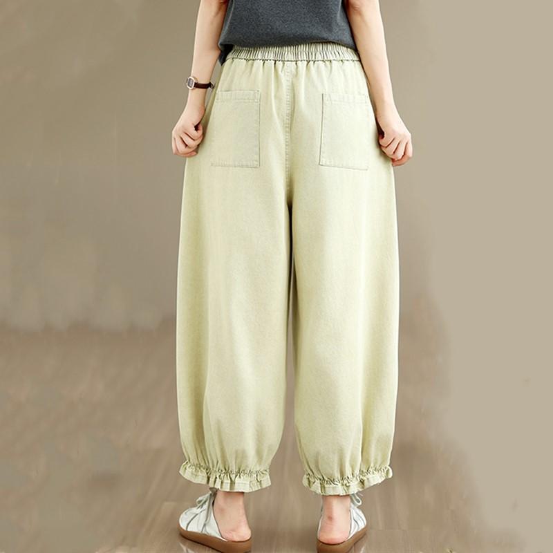 Tamanho grande Vintage cintura alta casual solto Feminino Primavera verão jeans denim Calças Harem