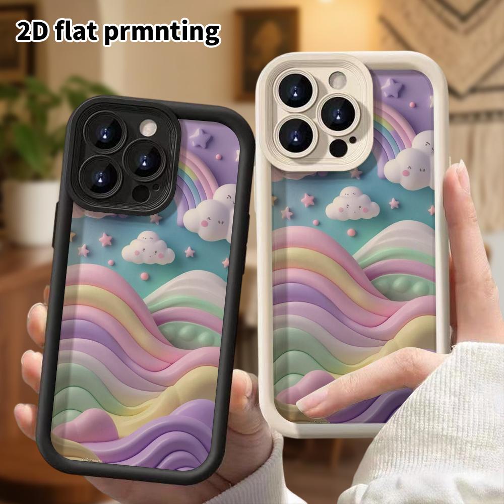 Phone Case: 2D Flat Design Suitable for iPhone 18 17 16 15 14 13 Pro Protective Case, Rainbow Hills, Perfect Christmas and Halloween Holiday Gift