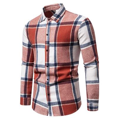 Men's Classic Retro Plaid Shirts Long Sleeve Shirt Jacket Casual Business Plaid Shirt for Men Lightweight Work Lapel Shirts