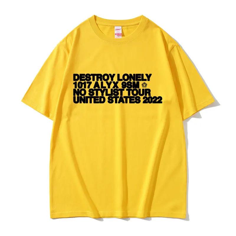 2025 Summer Rapper Destroy Lonely Alyx Print Tshirt Mens Oversized Short Sleeve Tees Men Hip Hop100 Pure Cotton Printed Tshirt