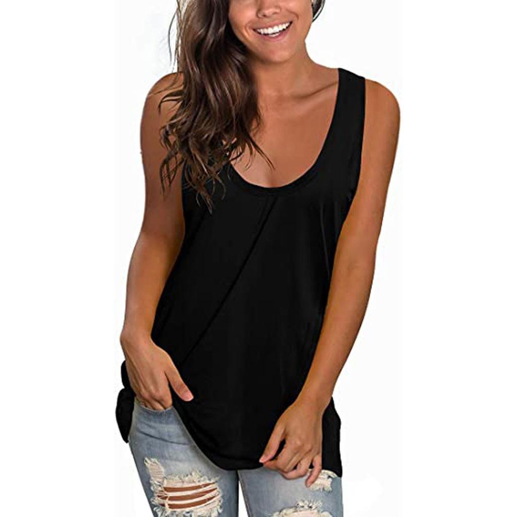 Women's Fashion Summer Sleeveless Solid Color Casual Sexy Thin Cami Tank Top