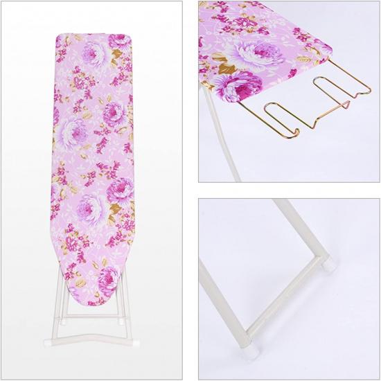 Foldable Ironing Board Full-Size Itoning Board Height Adjustable Iron Board with Print Flower Heat Resistant Cover, 42" Long Ironing Board with Steam