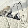 European & American Lace-Up Halter Bikini Top - Women's Beach & Hot Spring Swimwear 2025