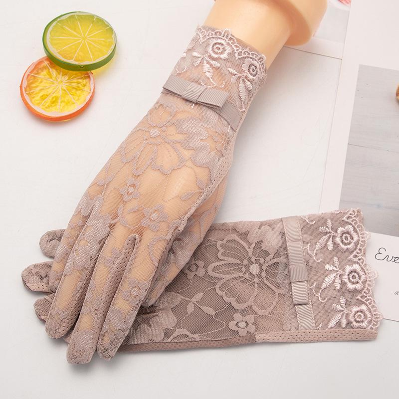 Women's Summer Ice Silk Lace Touchscreen Driving Gloves - Non-slip, Sun Protection, Short Length