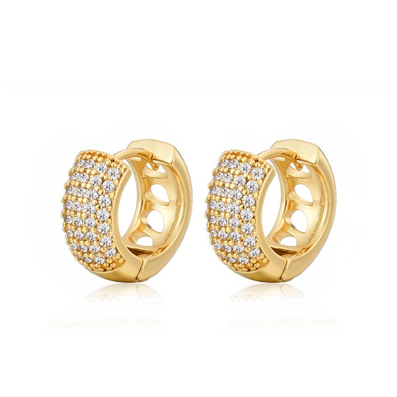 Luxury AAAA Zirconia Round Huggie Hoop Earrings For Women Geometric Ear Buckle Wedding Engagement Party Trendy Classic Jewelry