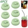 6 Pcs Silicone Mason Jar Lid Leak-proof Silicone Replacement Lid with Straw Hole and Stopper Plug Dual Sided Design Drinking Lid