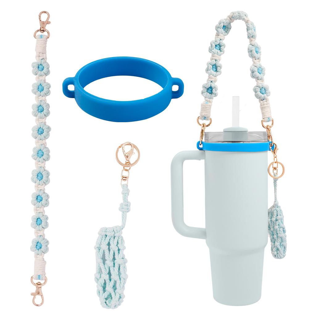 Water Cup Lanyard, Hand-woven Flower Thermos Cup Rope, Female
