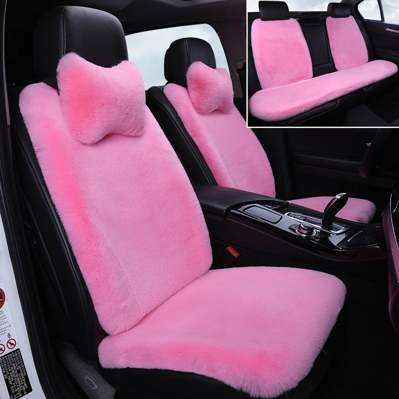 Winter Rabbit Fur Wool Heated Car Seat Cushion - Non-slip, Warm, for Single Seat with Small Waist Support