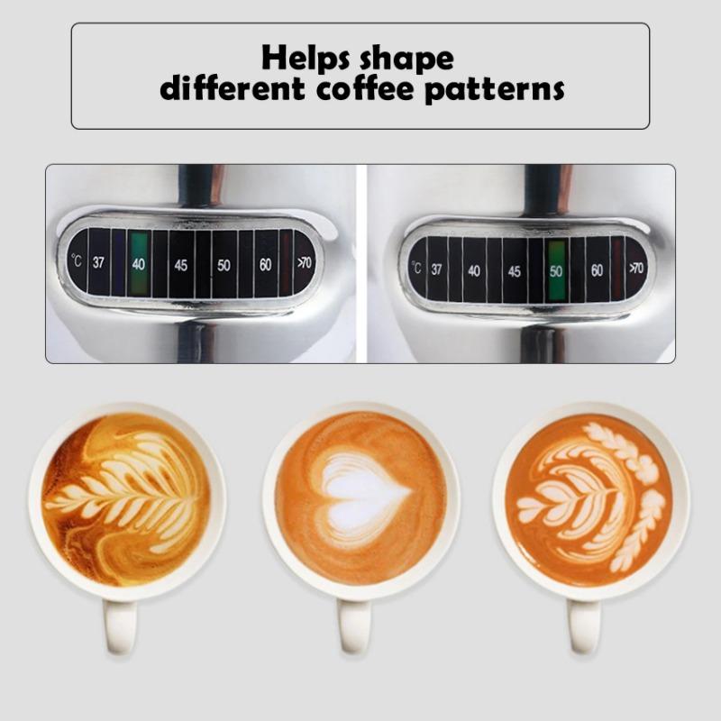 350/600ML Stainless Steel Milk Frothing Pitcher Temperature Display Milk Frother Pitcher Jug Cup for Latte Art Barista Kitchen