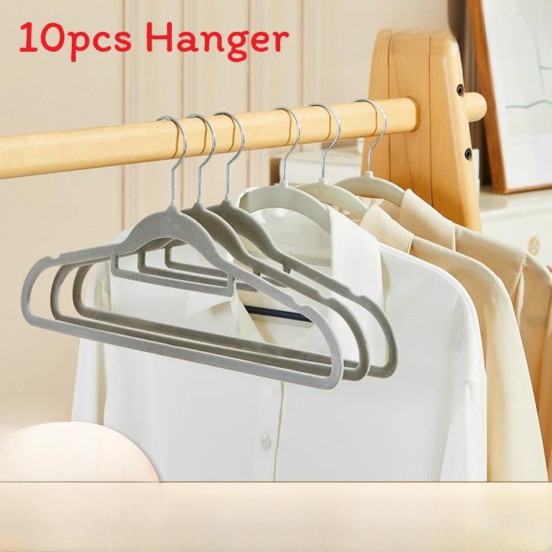 Modern Minimalist Plastic Hanger Pack With Nonslip Velvet Coating For Home Closet Organization