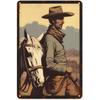 Wild West Cowboy Retro Tin Sign: Vintage American Bar & Restaurant Wall Decor