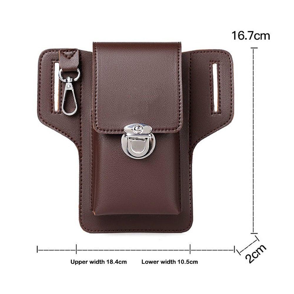 New PU Multifunctional Belt Waist Bag PU Solid Color Phone Waist Bag Portable Vintage Leather Bag Outdoor Sports Bag Man Gifts