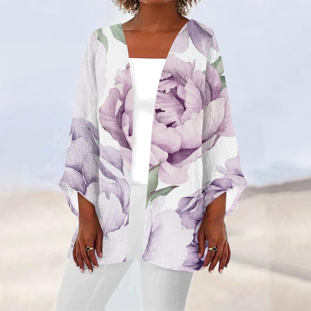 Damen-Strickjacke, lässig, modisch, Retro-Druck, leicht, mittellang