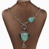 Dámský náhrdelník Vintage Charm Heart Bryndák Statement Přívěsek Tyrkysový