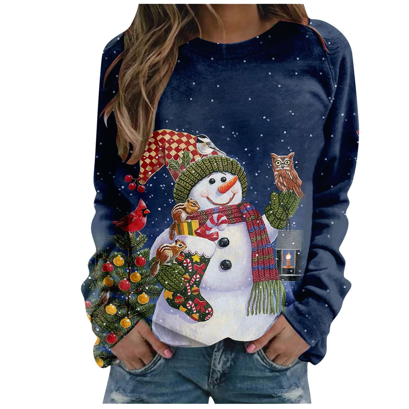 

Christmas Jumper Women s Sweatshirt O-Neck Long Sleeve Casual Christmas Sweat Tops XL