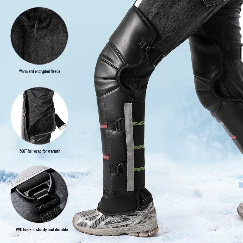 Windproof & Coldproof Electric Motorcycle Knee Pads - Warm, Rainproof, Adjustable, Unisex PU Leg Warmers for Winter Riding