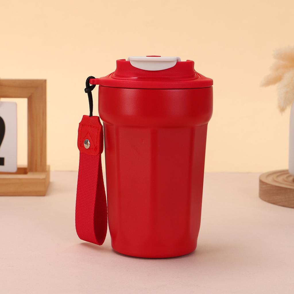 Neue achteckige Kaffeetasse aus 316 Edelstahl, schlichte einfarbige Klapp-Thermoskanne mit Trageschlaufe, Direkttrink-Geschenktasse