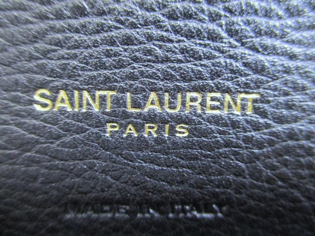 Authentic Saint Laurent YSL Tiny Monogram Black Grain Leather Flap Long Wallet #b150  Seller refurbished