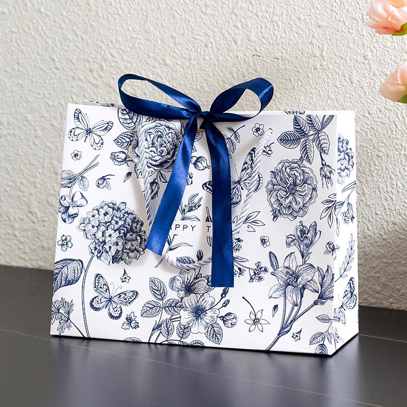

Blue Bow Retro Luxury Gift Paper Bag Large 36*12*25cm