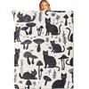 Cute cartoon black cat digitalprinted polyester Bedroom velvet flannel cover blanket Fleece soft sofa cover blankets for beds