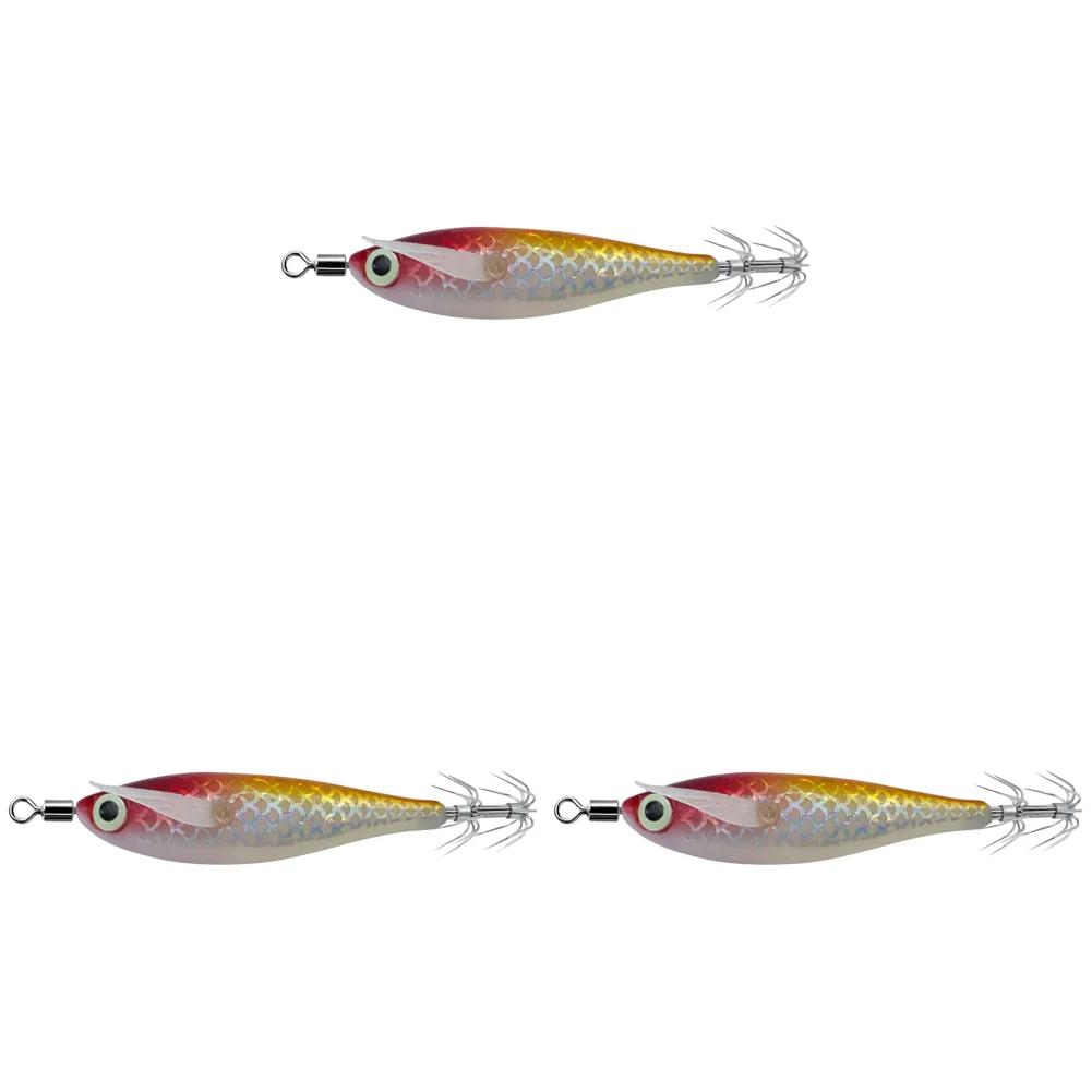 1-3PC Luminous Squid Hook Fishing Lure Double Hook Glow In The Dark Wood Shrimp with 3D Eyes Fake Octopus Bait for Night Fishing