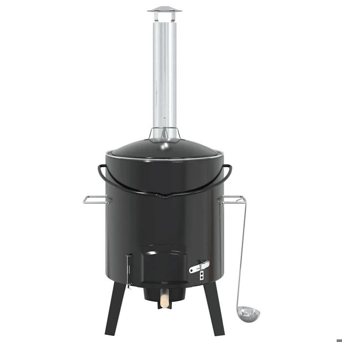 Canon à goulasch - vidaXL - Avec cheminée et couvercle - Noir - 14,3 L - Léger et portable