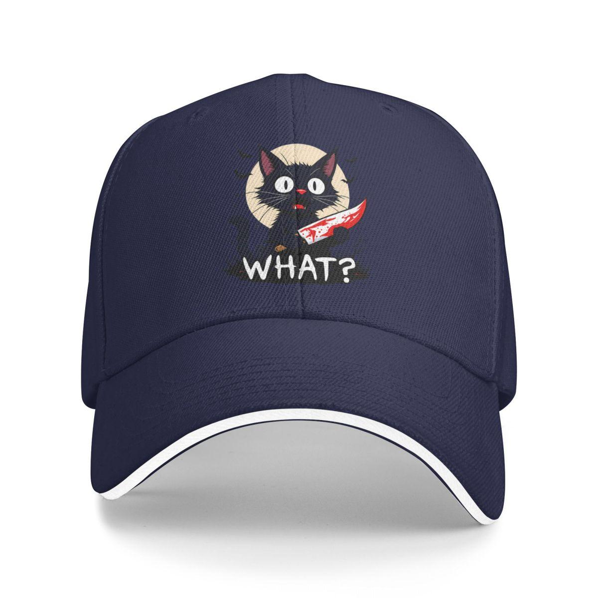 

Baseball Caps What The Cat With A Knife Trendy Graphic Unisex Women Outdoor Spring Hats One Size