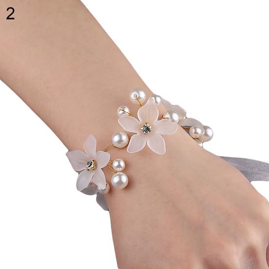 Wrist Corsage Elegant Comfortable Touch Anti-Wear Bride Bridesmaid Wrist Corsage Flower Bracelet for Wedding Engagement
