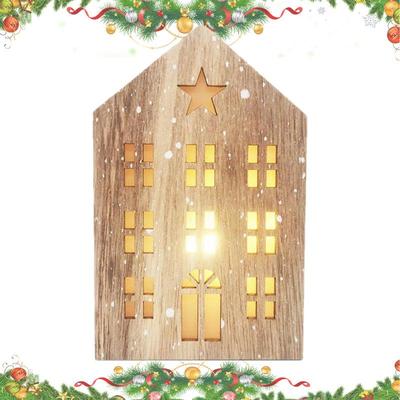 Weihnachts-Holzhaus-Dekoration Weihnachts-LED-Licht Holzhaus-Dekoration Weihnachtsfeier-Zubehör Innenraum-Heimdekoration Dekoratives Haus