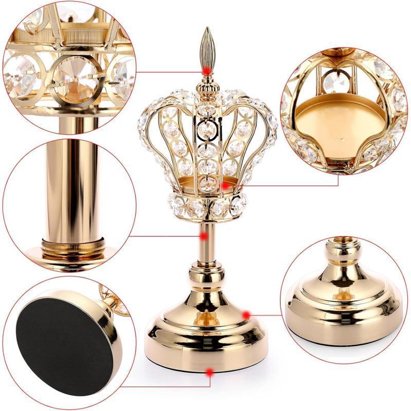 European crystal candlestick crown candlelight dinner scene decoration props living room golden ornaments retro luxury