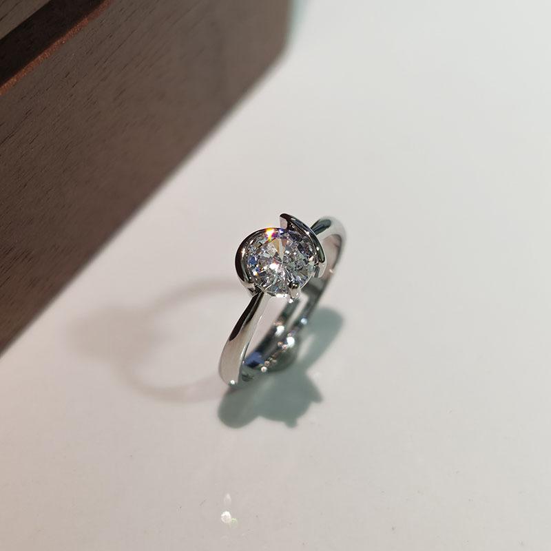 6Pcs Simple single zirconia ring with adjustable opening finger ring wedding accessory ring