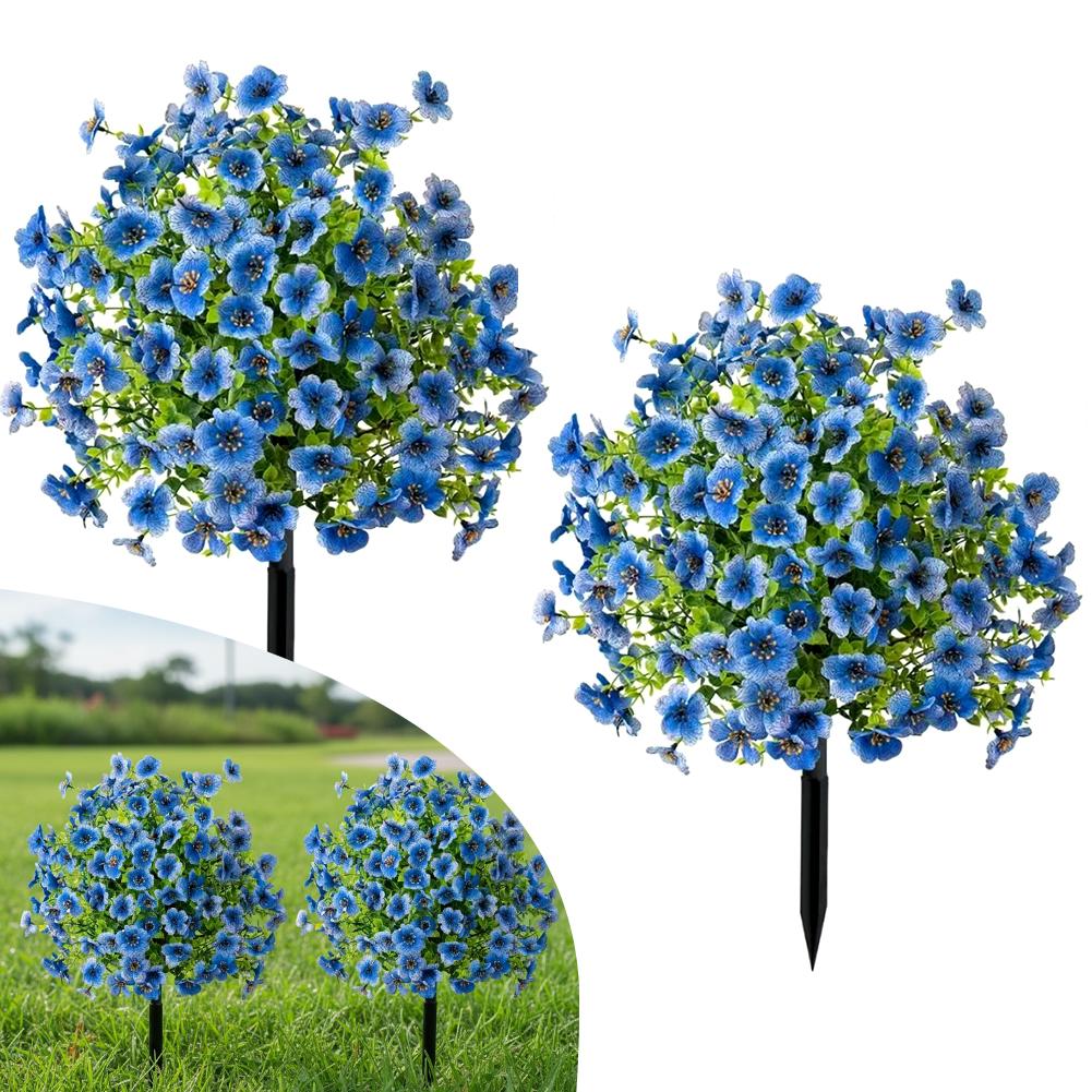 2pc Artificial Ball-Shaped Multicolor Flower Bush with Ground Stake for Garden Patio Flower Bed Yard Outdoor Party Decor