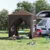 2x2m Pop-Up Gazebo, with Curtain Walls and Windows, Coffee