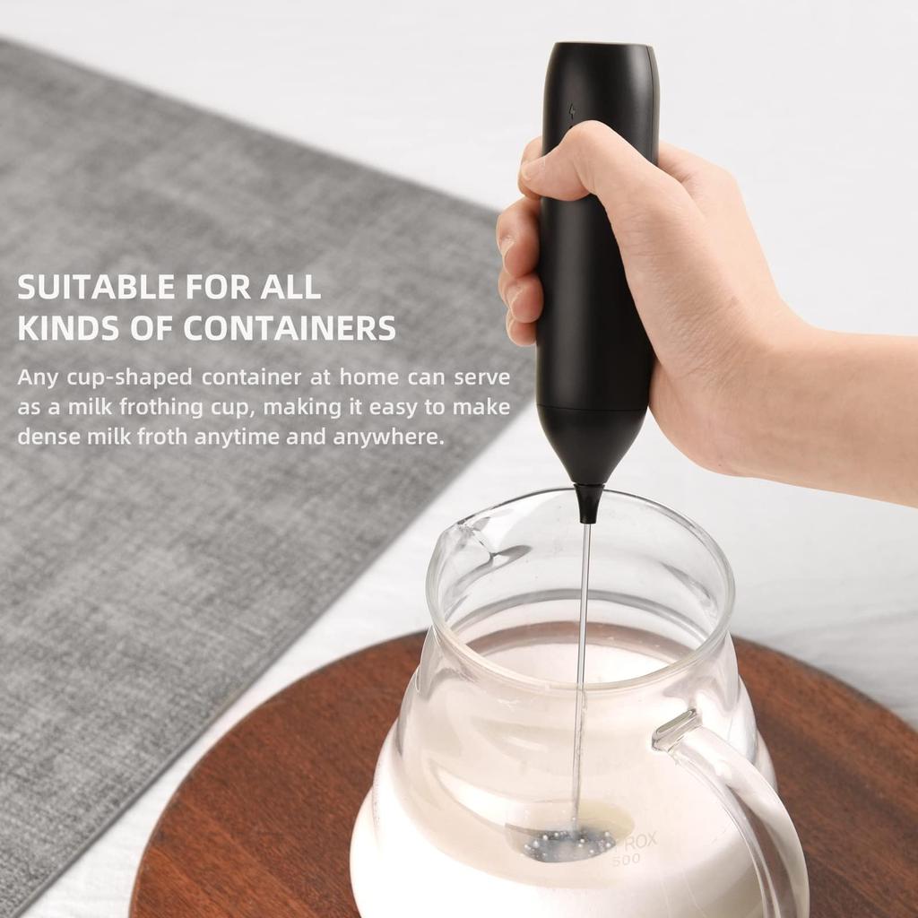 CIRCLE JOY Rechargeable Milk Frother with Stainless Steel Stand, Handheld Milk Frother, Electric