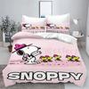 3D NEW Luxury Anime Snoopy Bedding Set Cartoon Children Bedroom Quilt Cover Boy Girl Bedclothes For Children Anime Home Gift