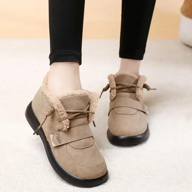 Fashion New In Shoes for Woman Flat Women's Snow Boots Winter 2024 Tabi Footwear on Offer Sale Pu Chic and Elegant Trend Y2k Goth Slip